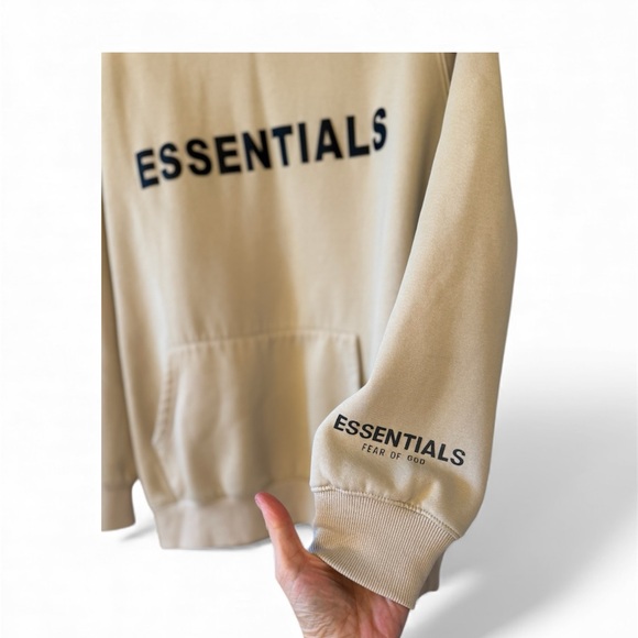 Essentials Beige Hoodie for Men - Picture 6 of 7